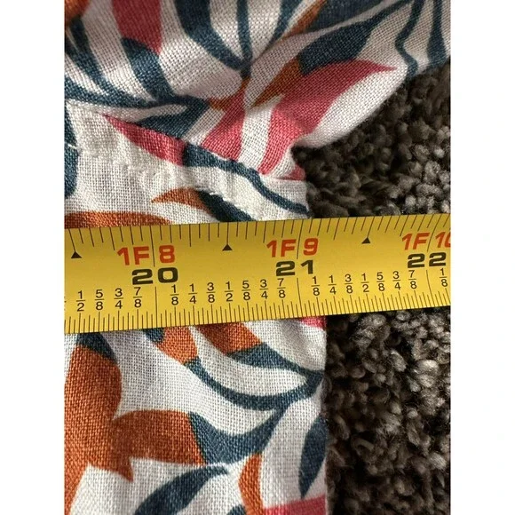 Lands' End Women's M 10-12 Linen A-Line Long Sleeve Tunic Top Ivory Multi Leaves - Picture 15 of 16